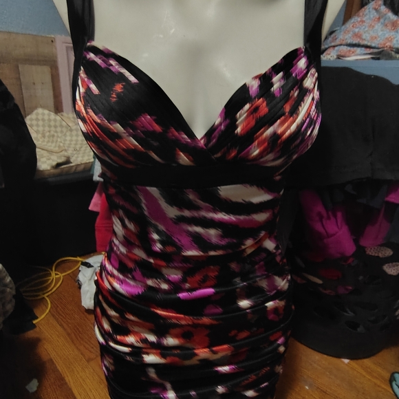 Black Color Splashed Cocktail Dress - Picture 2 of 7